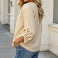 thumbnail image 4 of Warop Women's Adjustable 3/4 Sleeve Tops Round Neck Side Button Decorated Loose Casual Solid Color Blouses, 4 of 7
