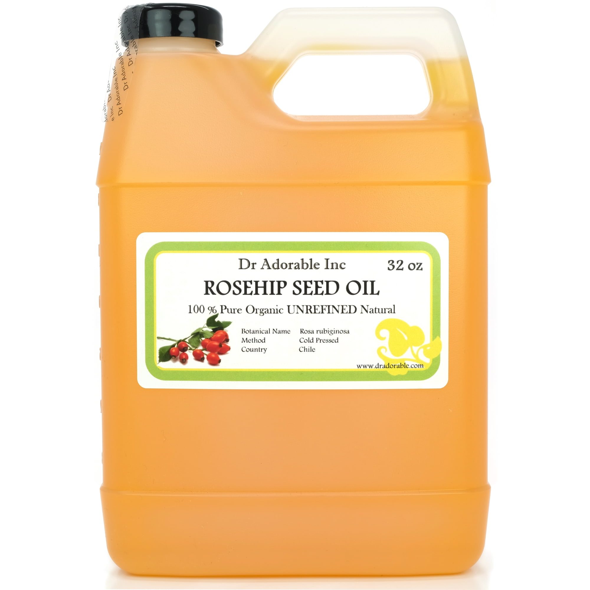 Dr. Adorable - 100% Pure Rosehip Seed Oil - Organic Cold Pressed Unrefined Natural Hair Skin Anti Aging - 32 oz