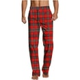 thumbnail image 2 of DODADAWANJ Christmas Plaid Printing Lounge Pants for Men Thin Elastic Waist Open Bottom Homewear Pants Straight Fit Comfy Pajama Pants for Home Sleep Daily, 2 of 5