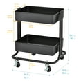 thumbnail image 2 of ECR4Kids 2-Tier Metal Rolling Utility Storage Cart, Multipurpose Organization, Black, 2 of 9