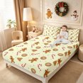 thumbnail image 2 of Erosebridal Gingerbread Cookies Fitted Sheet Queen 3-Piece,Christmas Baking Bedding,Cream,1 Fitted Sheet and 2 Pillowcases, 2 of 6