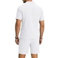 thumbnail image 4 of Eryao Big and Tall Gym Wear Sets Men 2 Piece Button V Neck Short Sleeve Tops Matching Drawstring Waist Shorts with Pockets Summer Beach Loungewear,White,M, 4 of 8