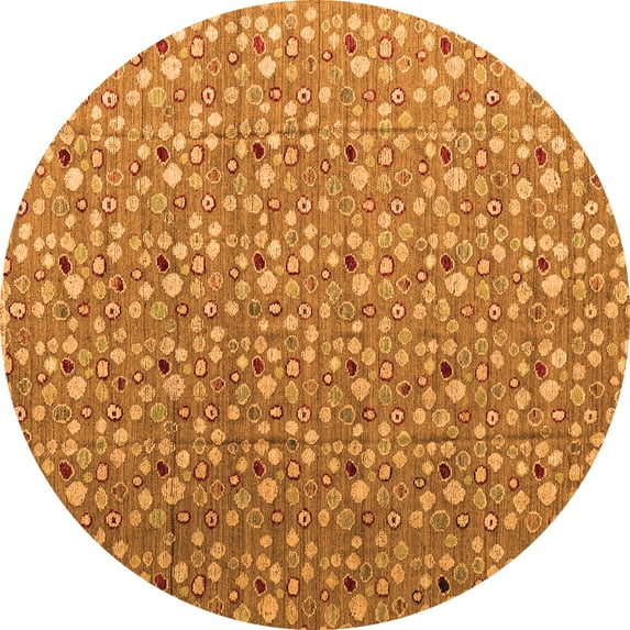 Ahgly Company Indoor Round Abstract Orange Modern Area Rugs, 4' Round