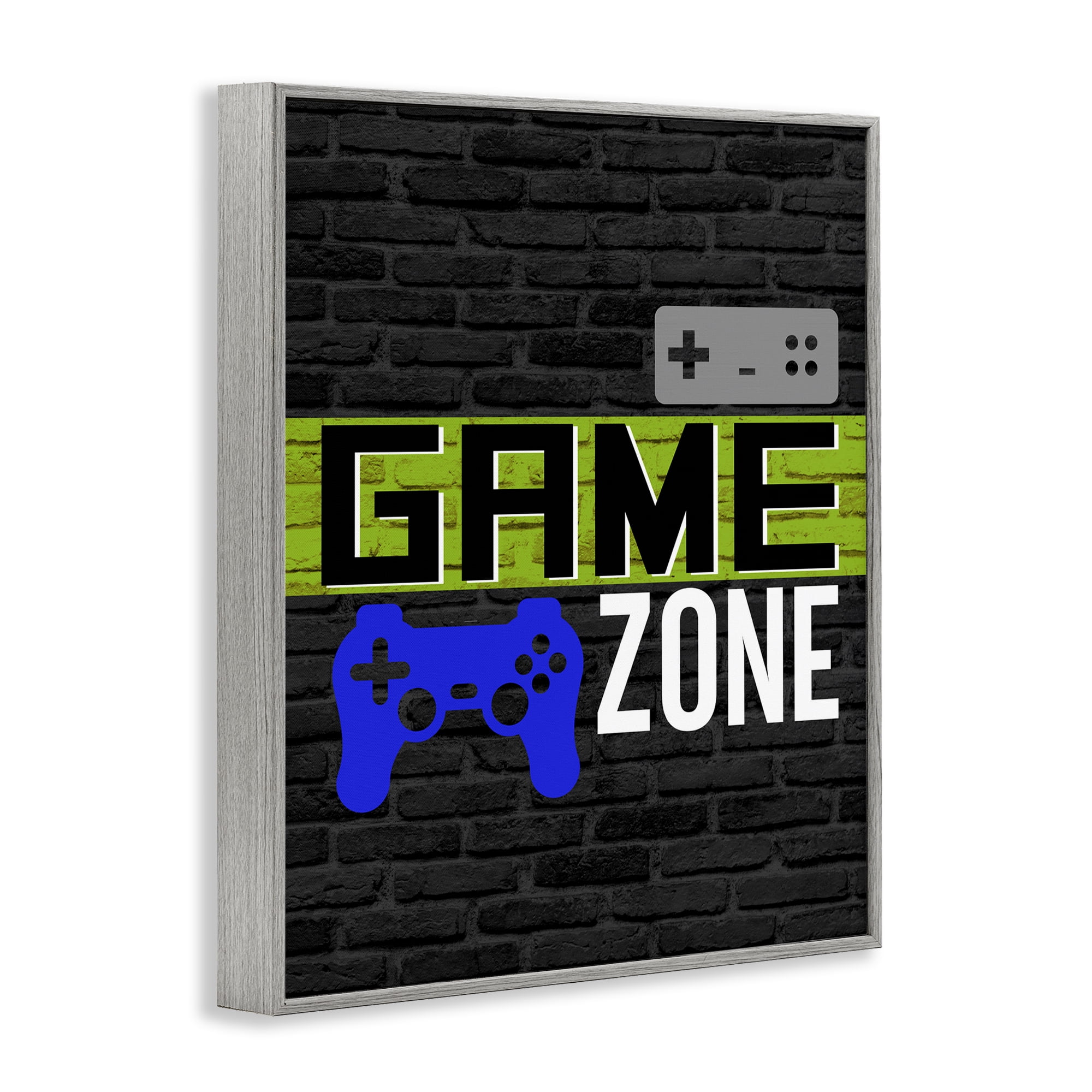 Stupell Industries Vintage Game Zone Typography Painting Gray Framed Art Print Wall Art, 11 x 14