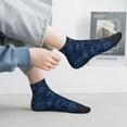 thumbnail image 2 of Rateoe Snowflake Dark Blue Pattern Quarter Crew Socks,Toe Seamed Ankle Socks,Cotton Cushioned Breathable Athletic Crew Sports Socks, 2 of 7