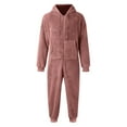 thumbnail image 5 of Eiyaclvo Men's Hooded Onesie Pajamas Lightweight Fuzzy Fleece Zip Up Jumpsuit Long Sleeve Long Pants One Piece Pjs, 5 of 6
