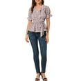 thumbnail image 2 of Unique Bargains Blouse à Volants à Manches Courtes Col en V Croisé Fruits Doux pour Femmes, 2 of 6