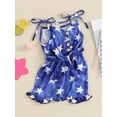 thumbnail image 5 of Hirigin 4th of July Toddler Girl Outfit Stars Stripe Flag Tie-Up Romper Overall Shorts 12M 18M 2T 3T 4T 5T Girls Fourth of July Clothes, 5 of 8