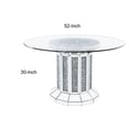 thumbnail image 5 of Benjara Round Glass Top Dining Table with Cross Oval Base- Silver, 5 of 7