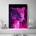 thumbnail image 2 of Mudket Framed Neon Pink Leopard Canvas Wall Art, Cool Glowing Leopard Print Room Decor, Trendy Animal Wall Art for Bedroom Office - 12"L x 8"W, 2 of 10