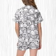 thumbnail image 5 of Ensemble de Pyjama pour Filles Imprimé DIY Col à Revers Manches Courtes avec Shorts Confortables Pyjama Maison Respirant et Mignon Boutons, 5 of 5
