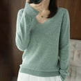 thumbnail image 7 of Duoif Sweaters for Women Trendy Light Sweaters for Women Long Sleeve Crew Neck Lightweight Soft Knitted Pullover Knitted Blouse Women's Sweaters Womens Tops Green S, 7 of 7