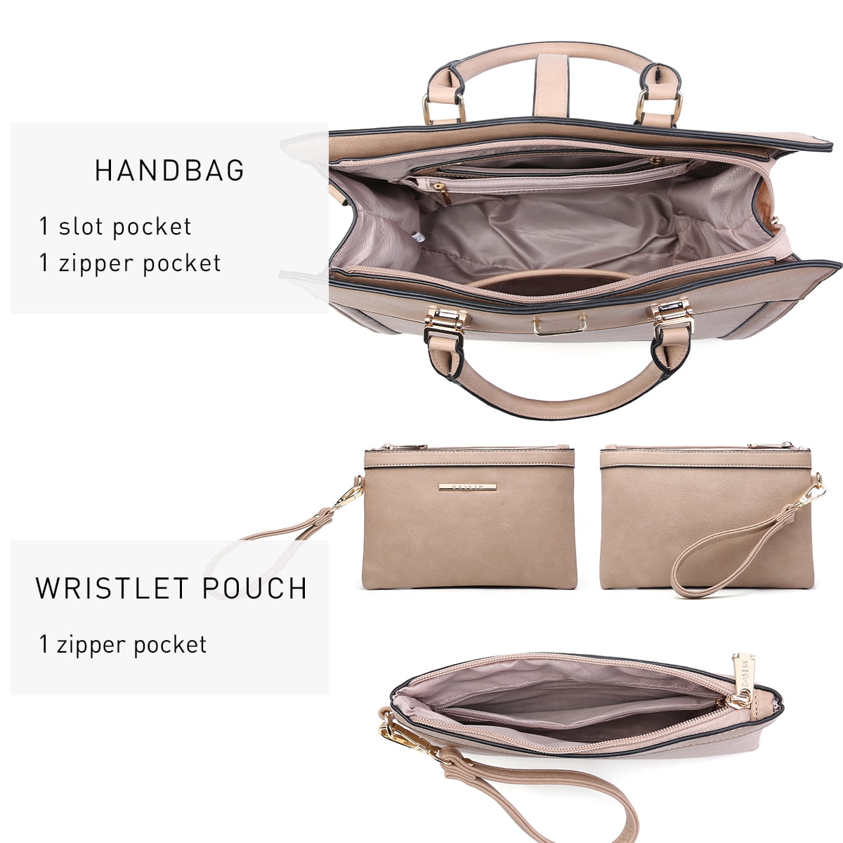 Women's Handbag Flap-Over Belt Shoulder Bag top Handle Tote Satchel Purse Work Bag W/Matching Wristlet