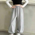 thumbnail image 3 of LIaqionyy Girls Cotton Joggers Baggy Sweatpants High Waisted Drawstring Fall Fashion Winter Clothes Jogger with Pockets, 3 of 7