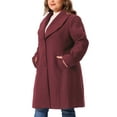 thumbnail image 4 of Plus Size Coat for Women Notched Shawl Collar Outerwear Single Breasted Coat 1X Burgundy, 4 of 6