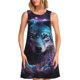 thumbnail image 1 of Easygdp Purple Sky Wolf para Vestido Transpirable de Mujer, Vestido Suelto de Manga Corta con Pliegues y Bolsillos para el Verano, 1 of 7