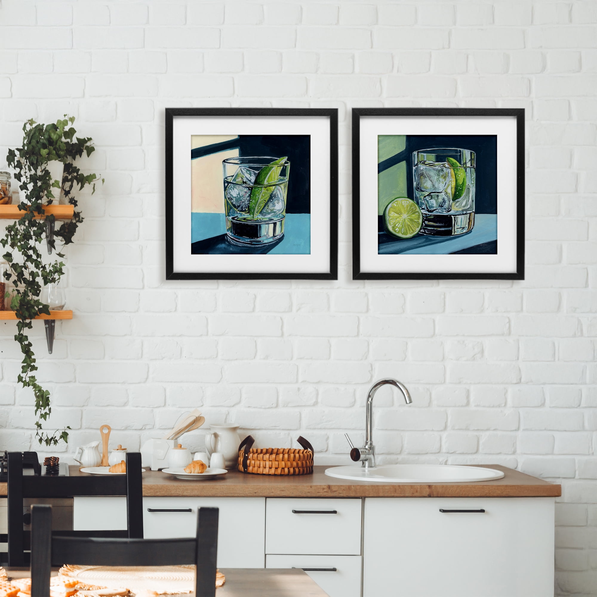 Stupell Industries Strong Gin Tonic Cocktail 2 Piece Black Framed Print Under Glass Set, design by Kate Jarvik Birch