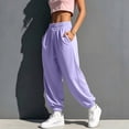 thumbnail image 5 of Baggy Sweatpants Zaewscy Women Fashion Solid Casual Elastic Waist Long Sweatpants With Pockets Purple XXL, 5 of 9