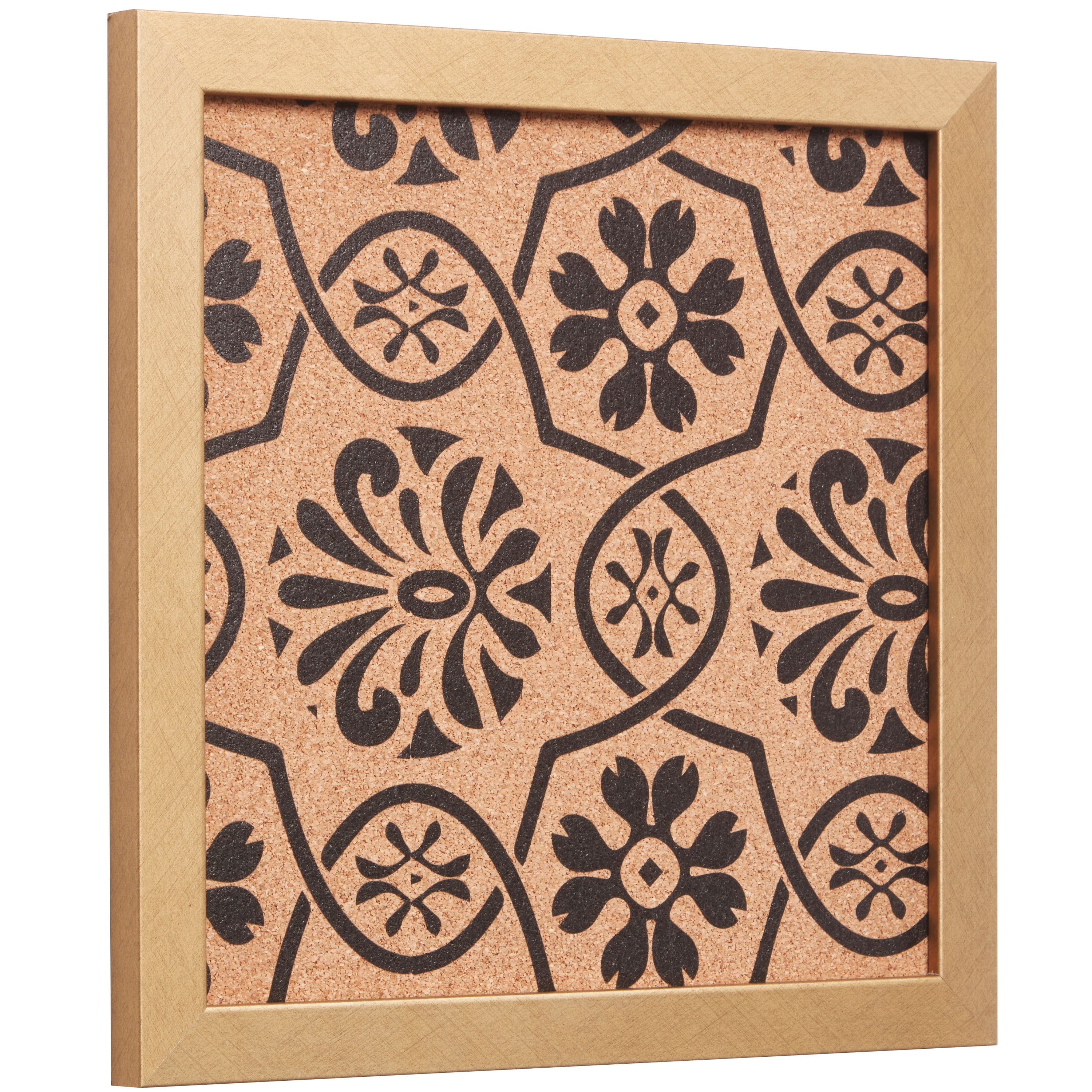 Craig Frames Decorative Cork Bulletin Board, 12x12 Inch, Gold Frame with Floral Pattern, Set of 2