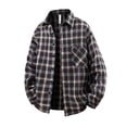 thumbnail image 4 of Camisetas de Bolsillo de Manga Larga de los Hombres de Moda Casual Suelta Botonada a Ajedrez Blusa de Cuello Turndown para el Invierno, 4 of 7