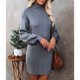 thumbnail image 2 of Mini Vestido Suéter Cuello Alto Manga Larga Moda Elegante Otoño Invierno Vestido Suéter De Punto Para Citas Gris S, 2 of 8