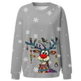 thumbnail image 4 of Wang6 Womens Plus Size Christmas Sweatshirts Cute Xmas Reindeer Snow Printed Long Sleeved Hoodless Tshirts Causal Black Round Neck Loose Fit Pullovers Tops Y_Light Gray M, 4 of 4