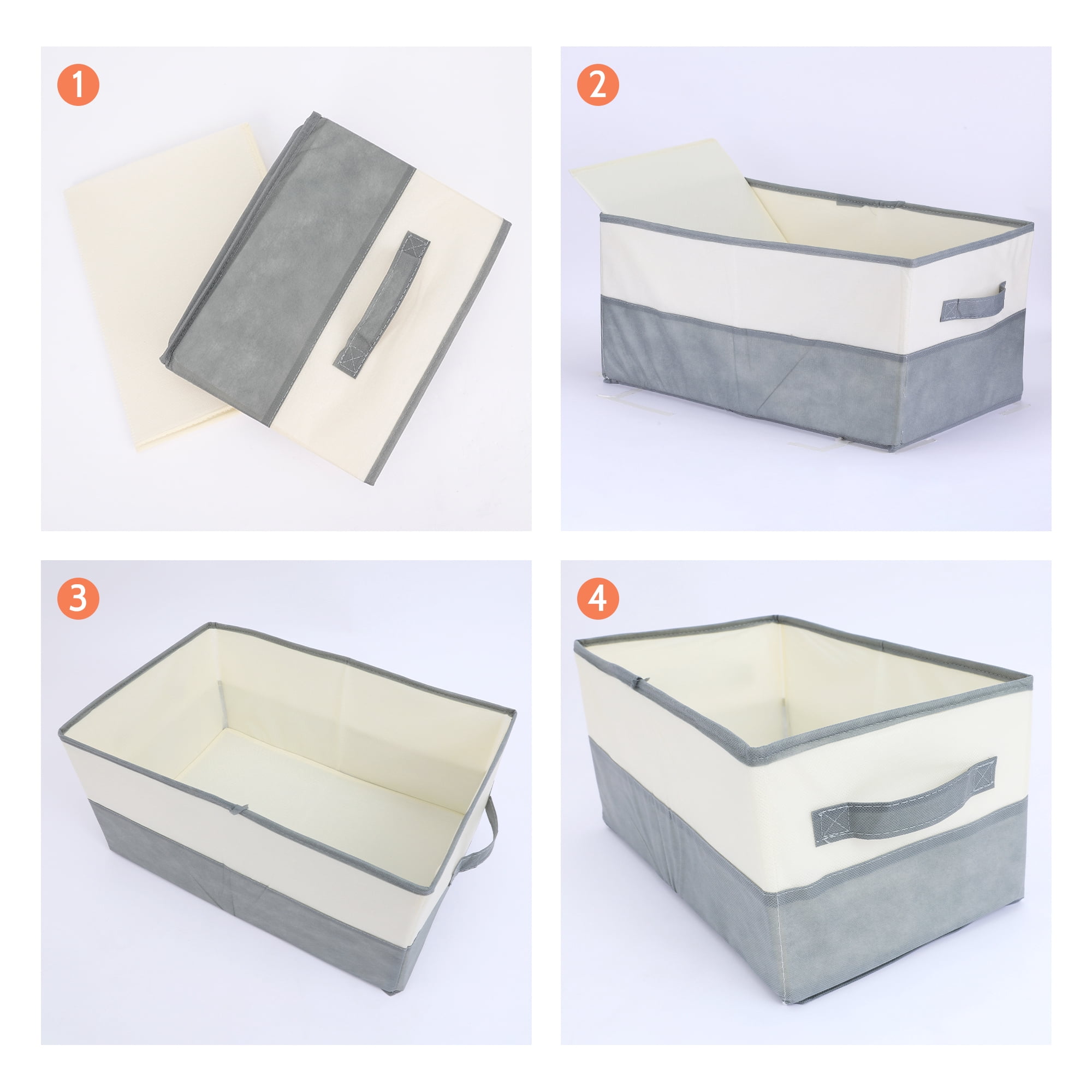 Unique Bargains Fabric Storage Cube Storage Bin Storage Basket Grey 17.8*12*9in