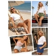thumbnail image 6 of TEMOFON Linen Shorts for Women&nbsp;Summer Ruffle Waist Drawstring Pants with Pockets Casual Vacation Beach Flowy Shorts XL, 6 of 10