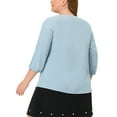 thumbnail image 3 of Agnes Orinda Women's Plus Size Tops Work Round Neck Ruffle Chiffon Blouse Office Top 4X Baby Blue, 3 of 7