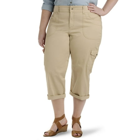 Lee Women's Plus Size Austin Knit Relaxed Cargo Capri