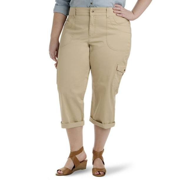 Lee Women's Plus Size Austin Knit Relaxed Cargo Capri - Walmart.com