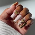 thumbnail image 3 of Salon Perfect Artificial Fake Press On Nails, 418 Charmed, Gold Butterfly, Long Square, File, Glue, and Prep Pad Included, 30 Nails, 3 of 7