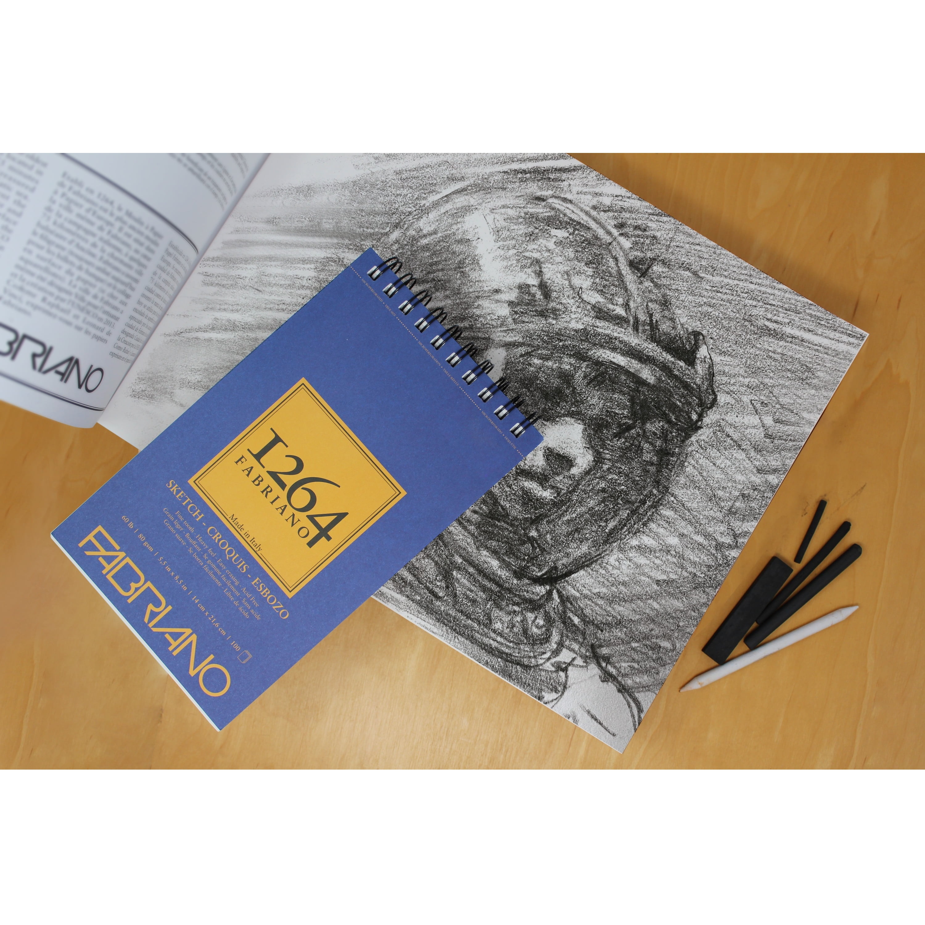 Fabriano 1264 Sketch Pad, Glue Bound, 11”x14”, 60 lb, 100 Sheets, 100% Alpha-Cellulose, Sketching & Drafting, Three Pack