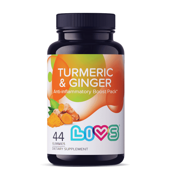 LIVS Turmeric & Ginger Gummies – Joint Relief, Gut Balance & Digestive Support – Natural Detox Formula – Apricot Flavor – 44 Gummies with 22 Servings