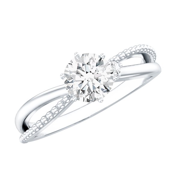 Rosec Jewels Certified Lab Diamond 6mm Round Engagement Ring, EF-VS Quality - With Jewelry Box, 925 Sterling Silver, US 4.00