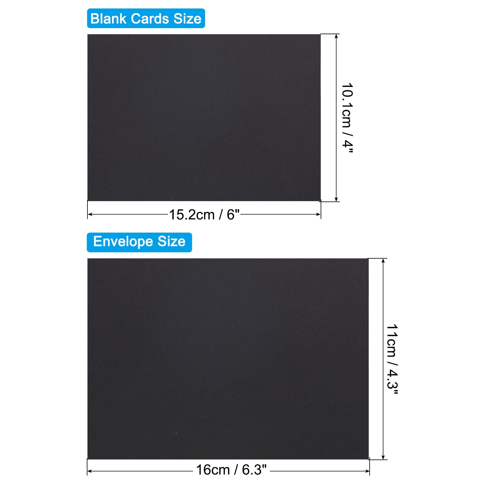 Blank Cards and Envelopes 4x6, 100 Set Blank Note Cards and Envelopes Bulk Thank You Cardstock for DIY, Black
