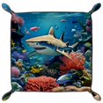 thumbnail image 2 of Women Girls Leather Square Dish Trinket Plate Jewelry Tray, Sea Shark Fish Coral Mothers Day Birthday Gift, 2 of 6