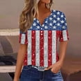 thumbnail image 2 of Cavosen Women's Tunic Tops V Neck Casual Patriotic Tee Red White and Blue Button Down Graphic Shirt Summer Loose Tops, 2 of 5
