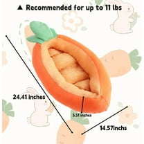 Bunny Bed, Carrot Shape Soft Pet Bed for Guinea  Chinchilla Squirrel Hedgehog -  Washable with Removable Cushion