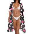 thumbnail image 3 of HELLHERO Strawberry & Flowers Beach Cover Up Polyester Kimono Free Size Bathing Suit Cover Up for Women, 3 of 6