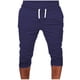 thumbnail image 1 of Pantalones cortos casuales de algodón qucoqpe para hombre, pantalones capri 3/4 para correr, transpirables, por debajo de la rodilla, con dos bolsillos, 1 of 5