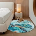 thumbnail image 3 of Turquoise Turtle Round Area Rug 3.3 FT, Non Slip Small Entryway Kitchen Mat, Farmhouse Coastal Starfish Seaweeds Washable Soft Circular Rug Non-Shedding Door Mat for Bathroom Playroom Kids Room, 3 of 9
