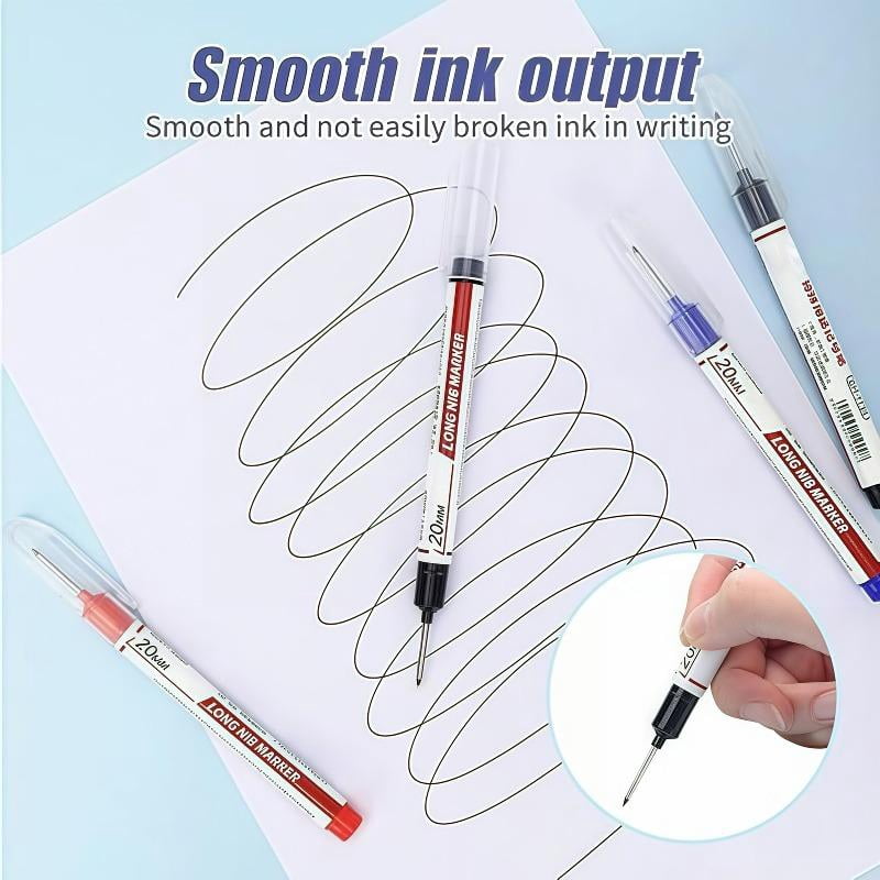 Long Head Deep Hole Marker Pens (5/10/15/20 Pcs) - 20mm Waterproof Permanent Pens for Carpenter/Metal/Outdoor Work