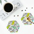 thumbnail image 4 of Fuzoiu Funny Dinosaurs on Stripes Print Leather Coasters Set,Drink Coasters Set of 4,for Tabletop Protection, Durable PVC Coasters,Home Décor and Housewarming Gift-Hexagon, 4 of 6