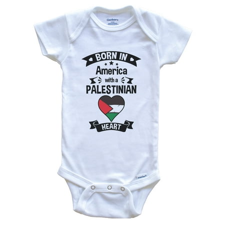 

Born In America With A Palestinian Heart Baby Bodysuit