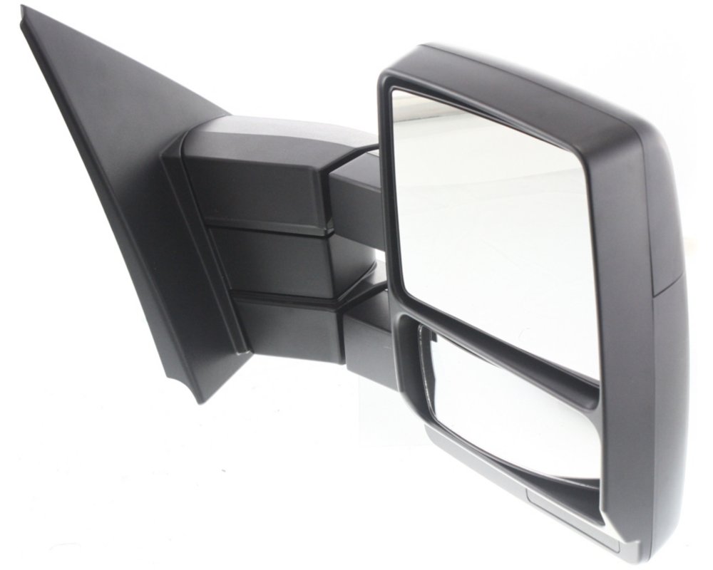 Towing Mirror Compatible With 2004-2014 Ford F-150 Right Passenger Side w/ Blind Spot Corner Glass Textured Black Kool-Vue