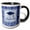 Black/White, variant on 3drose, Graduation Cap, Diploma, Faded Dots, Blue Frame, Jewels, 2019, Blue, 11oz Two-tone Yellow Mug