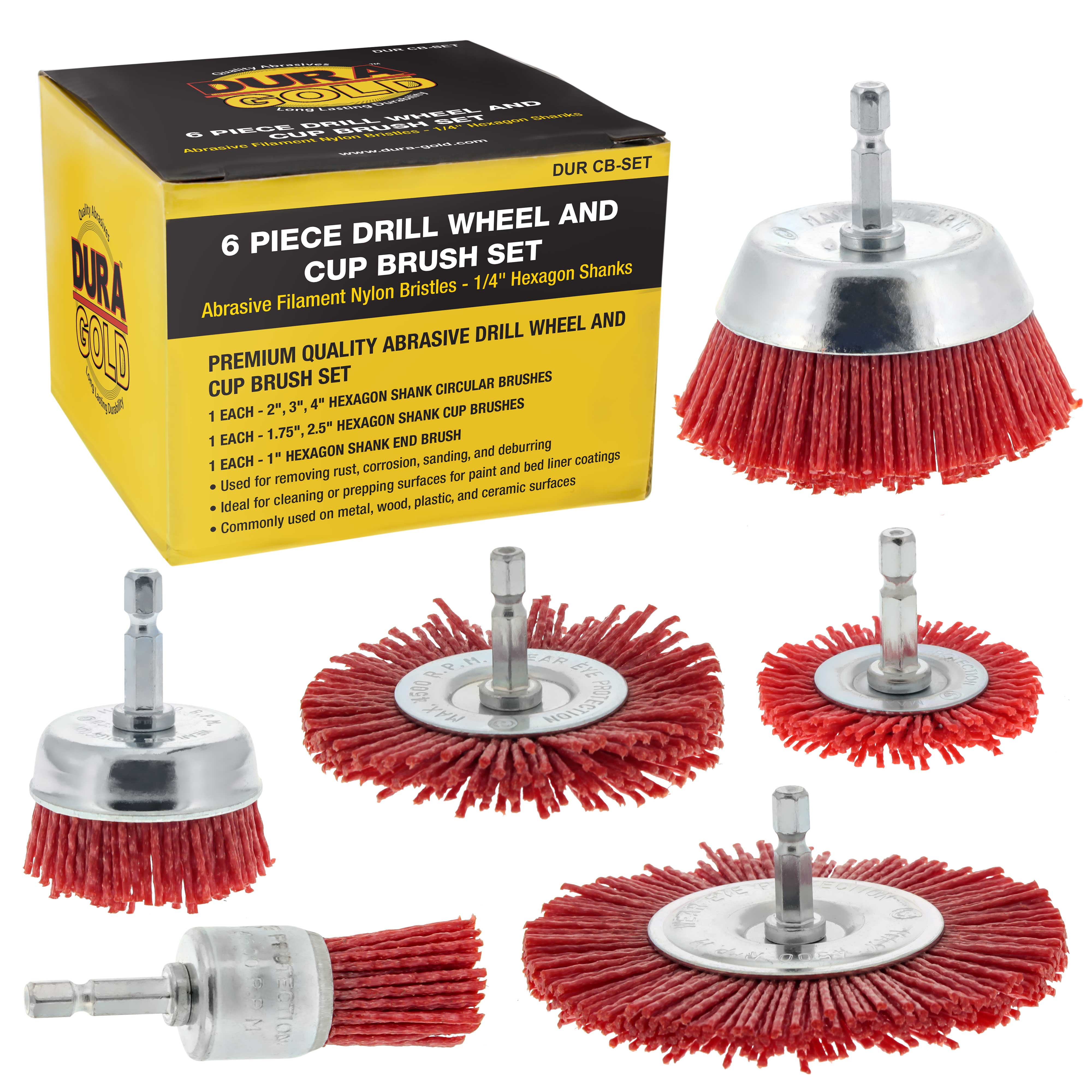 Stripping and Abrasive WENORA 6 Pack Twist Knot Wire Wheel Brush Cup Brush Set for Drill with 1/4-Inch Shank for Cleaning Rust 