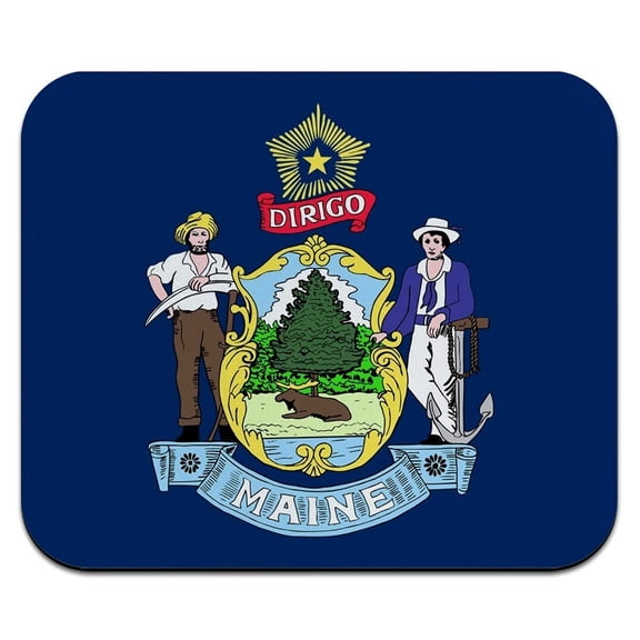 Maine State Flag Low Profile Thin Mouse Pad Mousepad