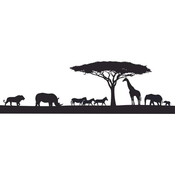 Animal Silhouette Animals Jungle Customized Wall Decal - Custom Vinyl Wall Art - Personalized Name - Baby Girls Boys Kids Bedroom Wall Decal Room Decor Wall Stickers Decoration Size (20x40 inch)